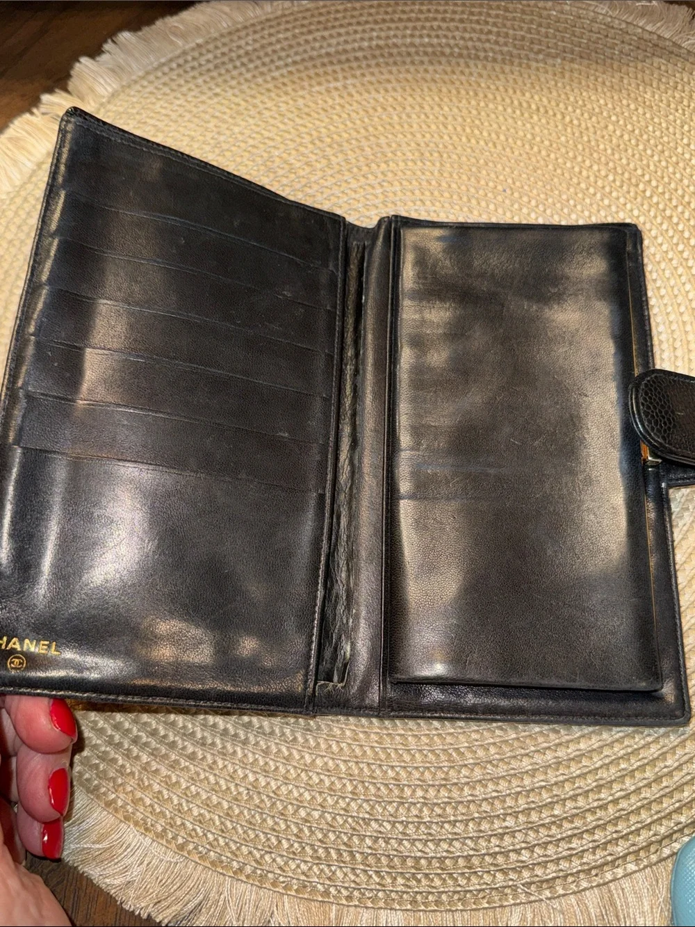 CHANEL Caviar Black Quilted CC Leather Wallet